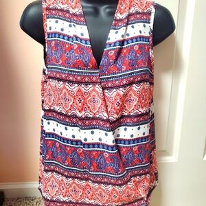 Pink Rose Red, White & Blue Sleeveless Top NWOT